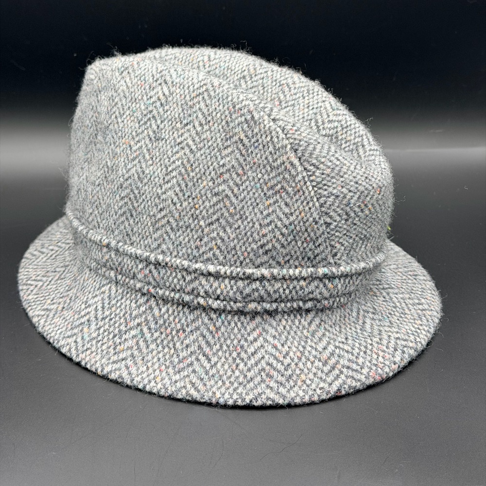 NWOT NEW Vintage Kangol Herringbone Tweed Wool Fedora Hat Made in England Size S